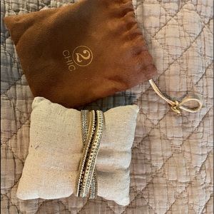 Gorgeous wrap bracelet in natural tones with sparkle in clear, white, & bronze.